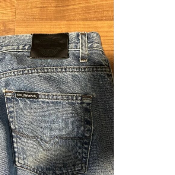 Vtg 2000s Harley Davidson Mens 34x32 Distressed Spell Out Straight Leg Jeans USA - Picture 8 of 9